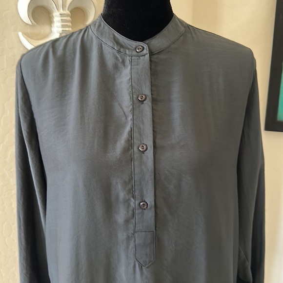 Super Cute Black Ellison Tab Collar Tie Cuff Shirt Size Medium - Picture 3 of 11